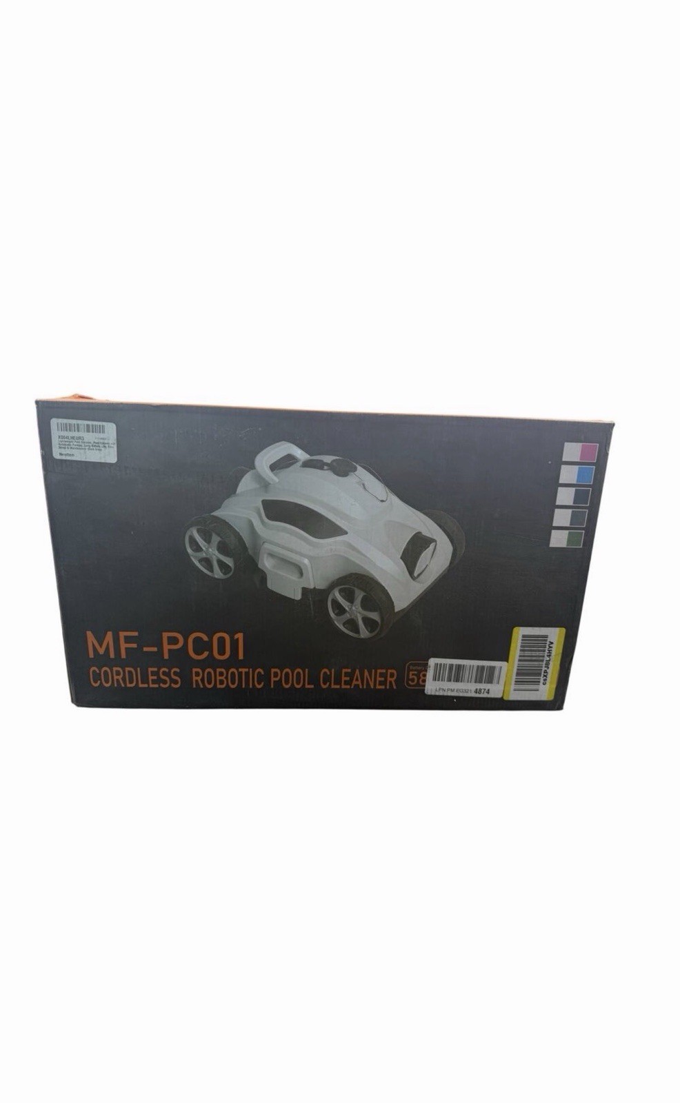 MF-PC01 Cordless Robotic Pool Cleaner for Pool Floor, White w/ Charger Set