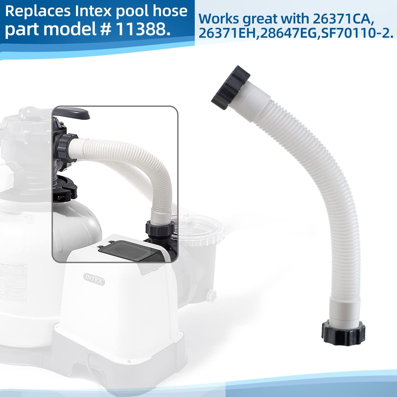 14 Inch Pool Sand Filter Pump Hose Replacement for Intex 14 inches, White