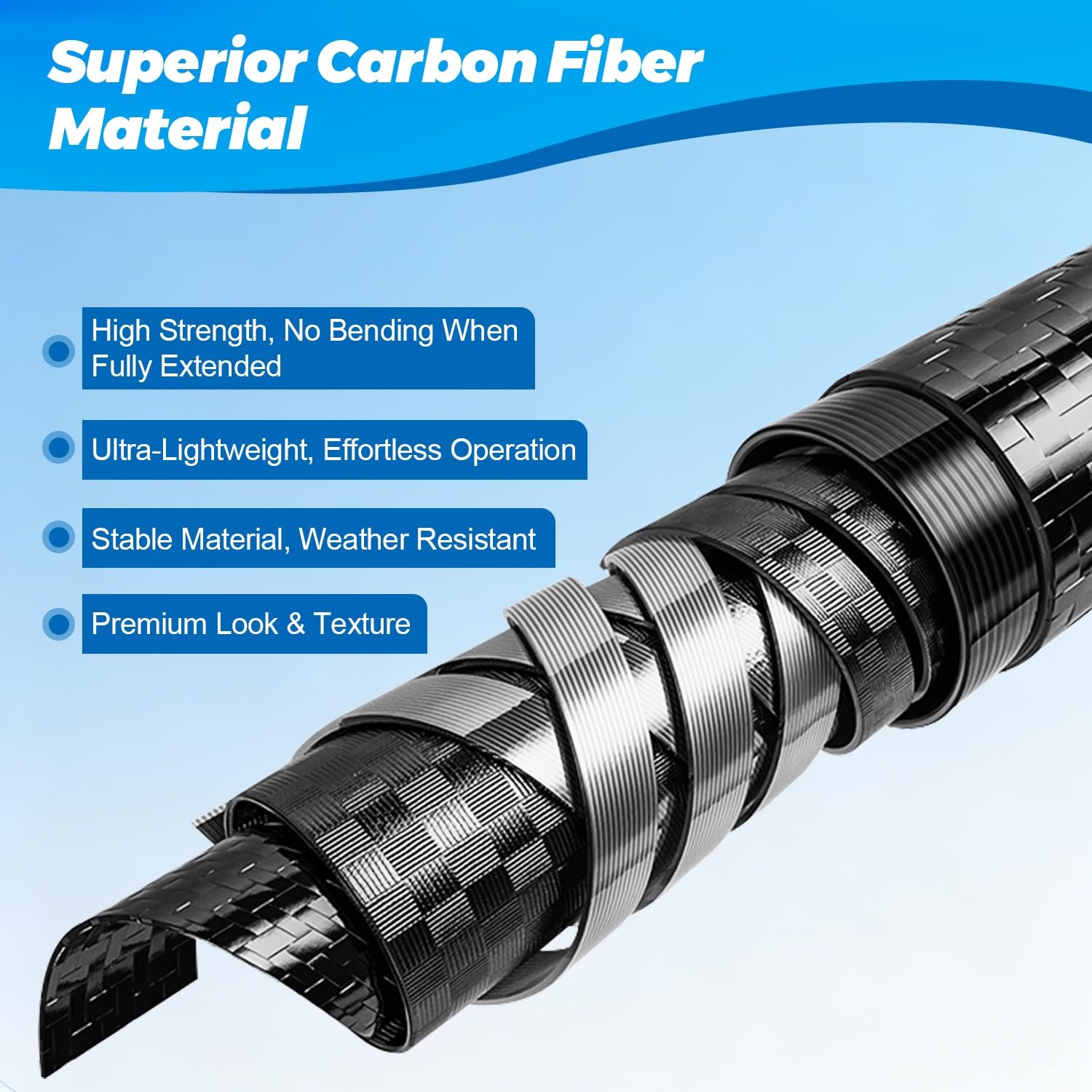 DOBEN Carbon Fiber Pool Pole, 16FT Heavy Duty Telescopic Pool Pole, Universal…