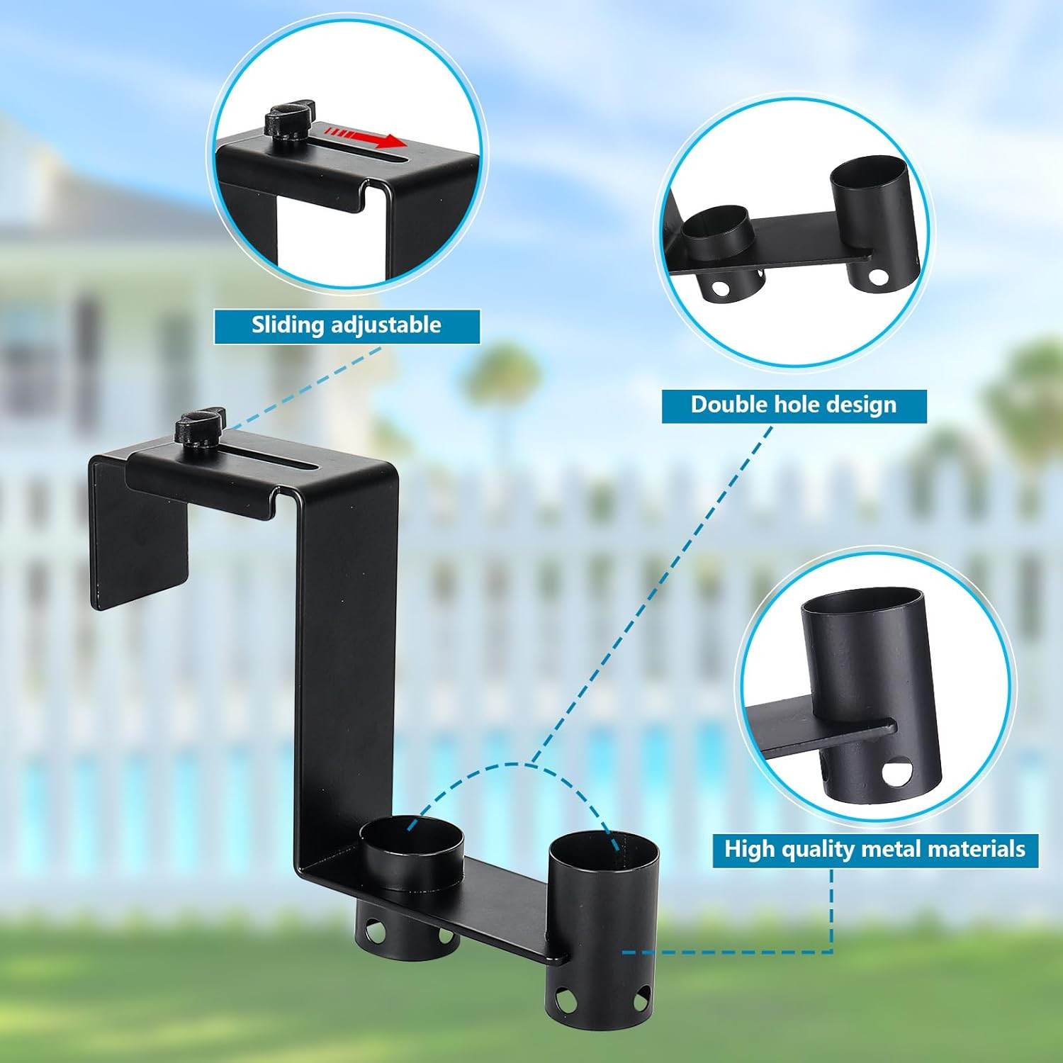 2 Pcs Pool Fence Hooks, Pool Tool Organizer, for Hanging Pool Cleaning Accessori