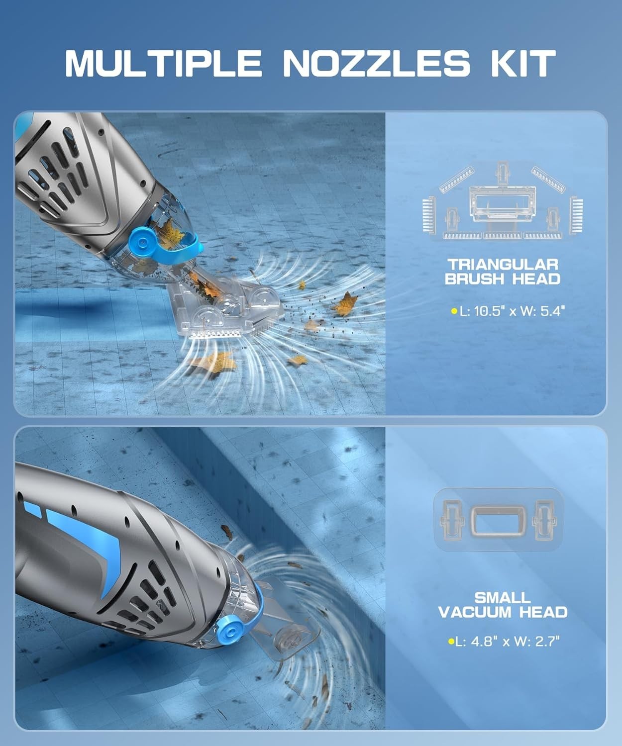 Rechargeable Pool Vacuum Cleaner for Inground & Above Ground Pools 26.5 GPM