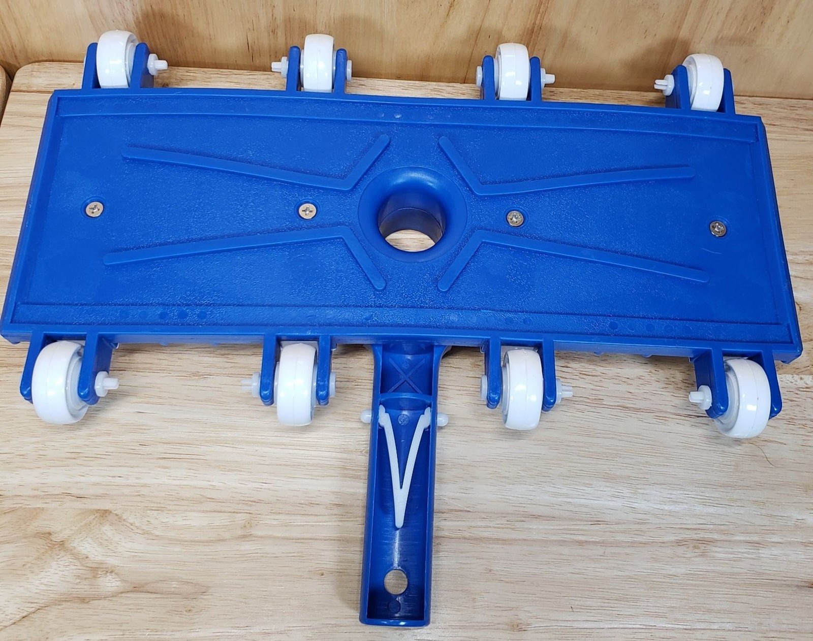 Weighted Pool Vacuum Head 14 Inch Blue w Wheels Fits Standard Poles
