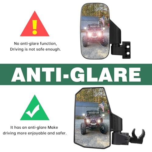 UTV Side Mirrors – Fits almost all UTVs (except full doors), Compatible with DOT