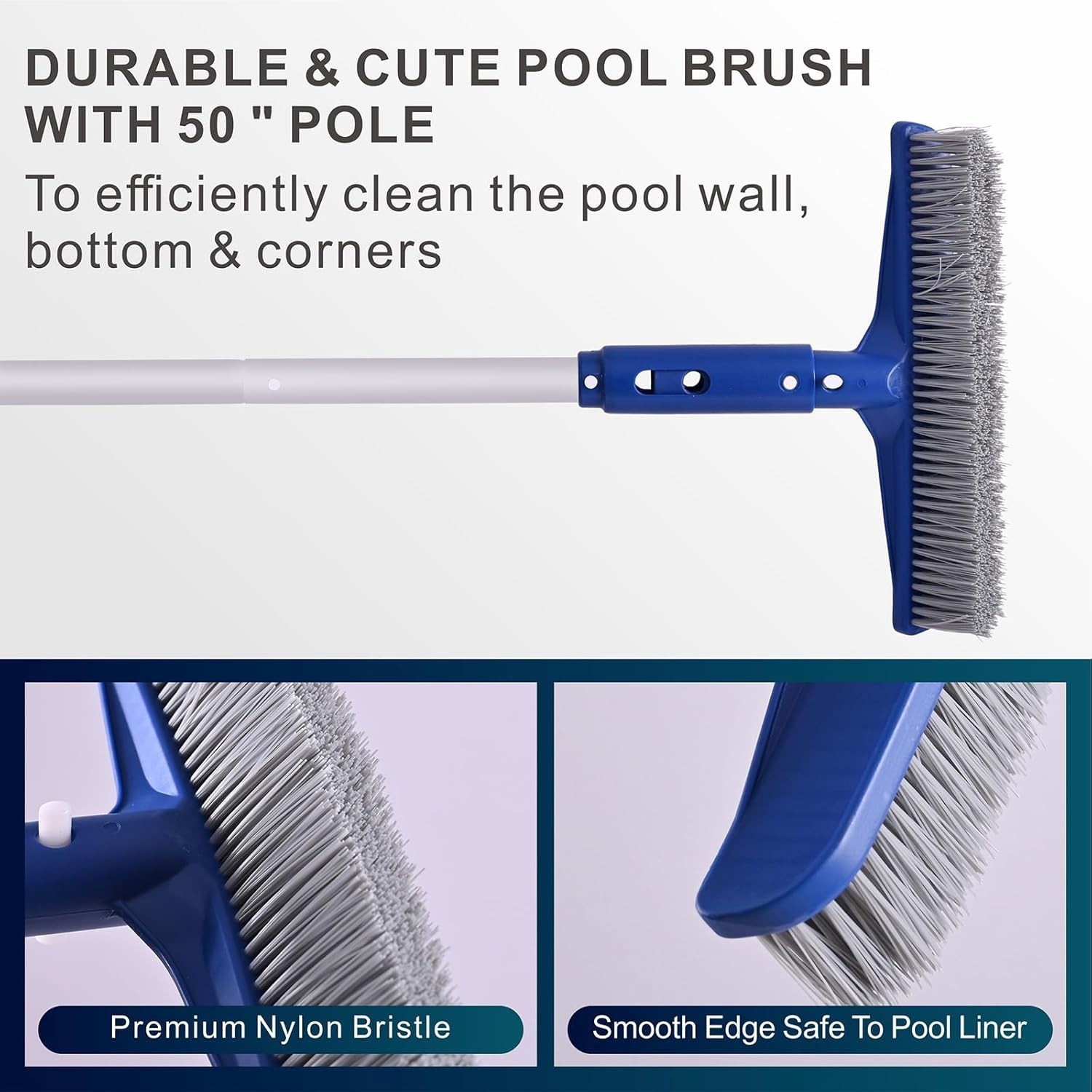 3 in 1 Pool Cleaning Kit with 50 Inch Aluminum Pole, Skimmer Net, Pool Brush,…