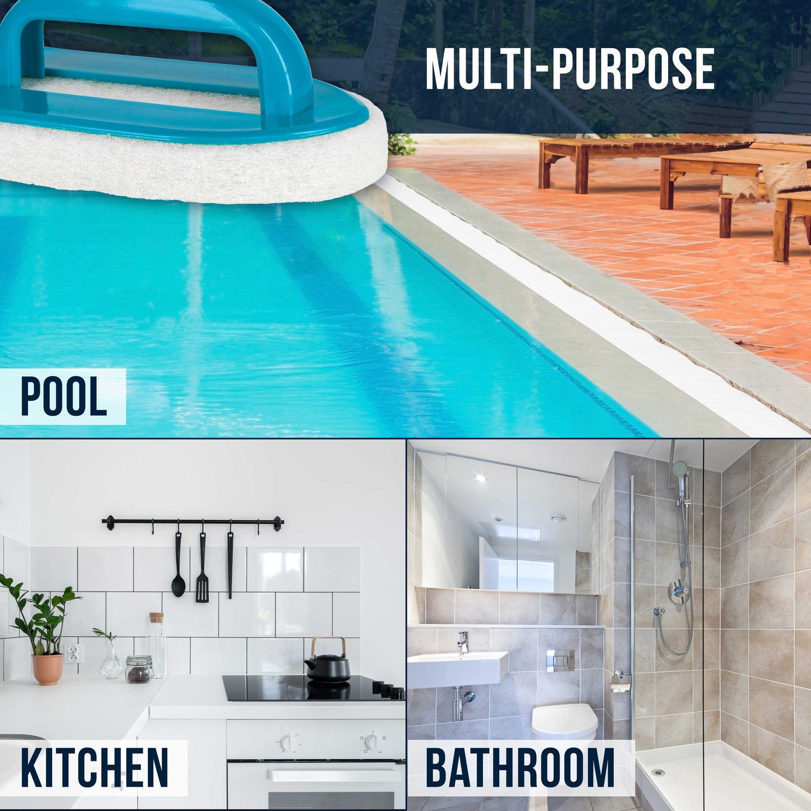 2 U.S. Pool Supply Pool Scrub Brushes – Scrubbing Pads, Clean Tile Scrubber