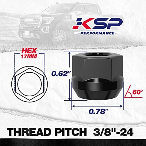 KSP 3/8&Prime;-24 Open Lug Nuts for ATV UTV Studs, 17mm Hex 3/8&Prime;-24-Hex 17mm Black