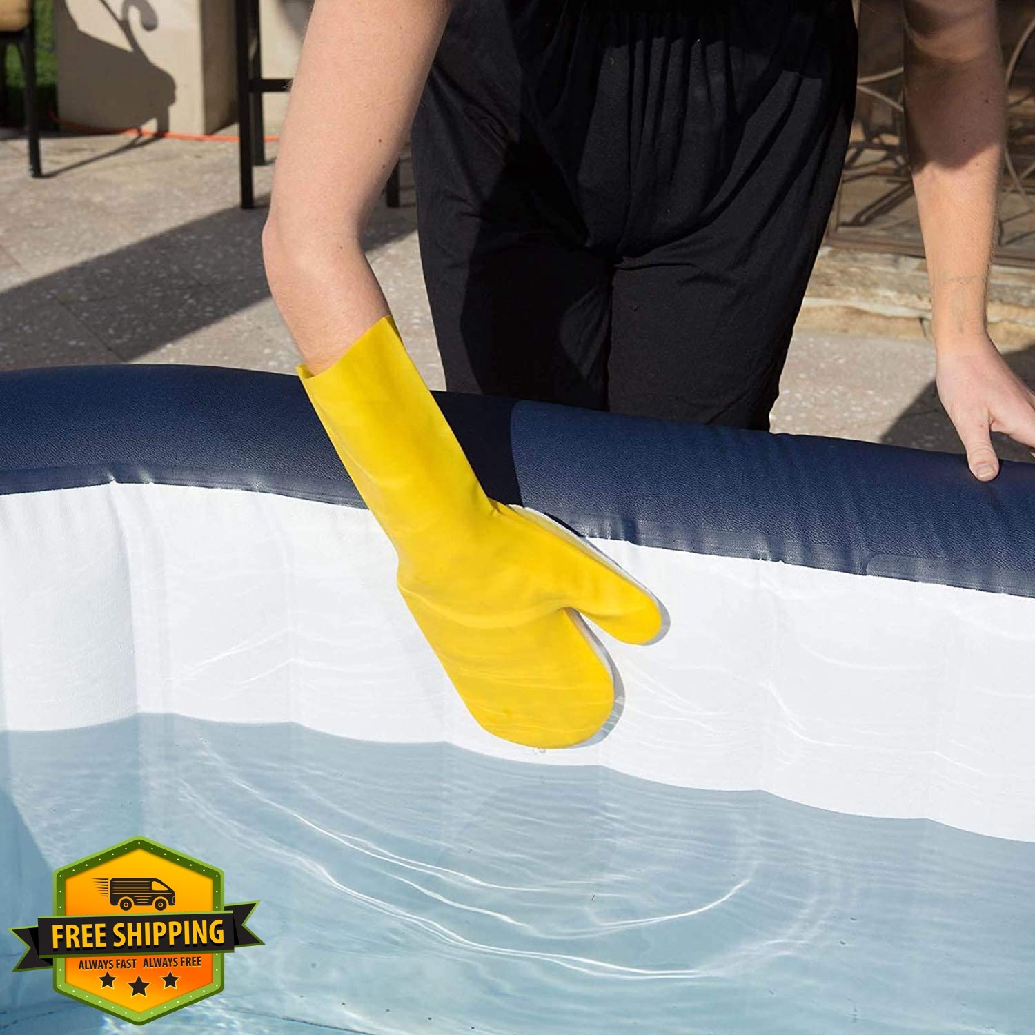 Suneration 2 Pool Cleaning Gloves Scrubbing Mitts Latex