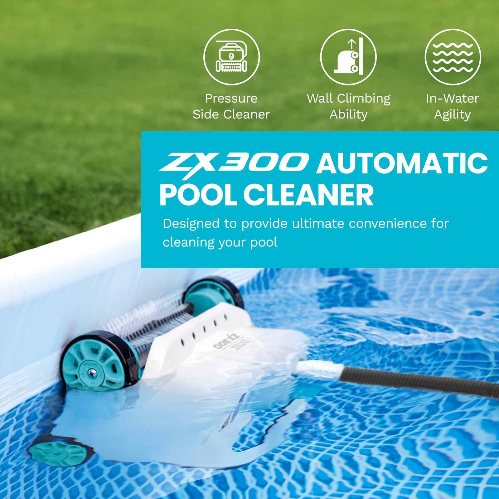 Intex 700 Gal Per Hour Above Ground Pool Cleaner Robot Vacuum w/ 21 Ft Hose