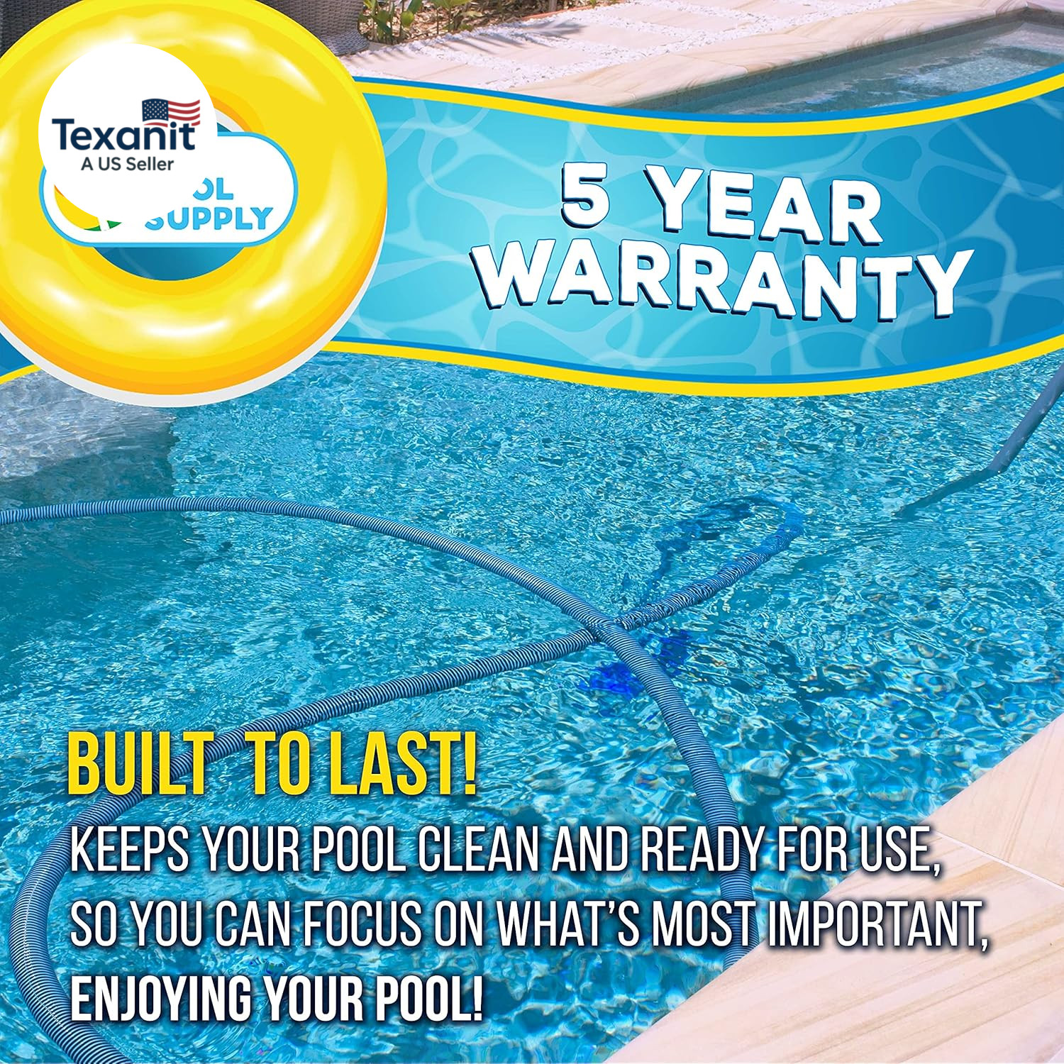Pool Vacuum Hose – 1-1/2&Prime; X 50&prime; Professional Heavy Duty Pool Hose for Inground,