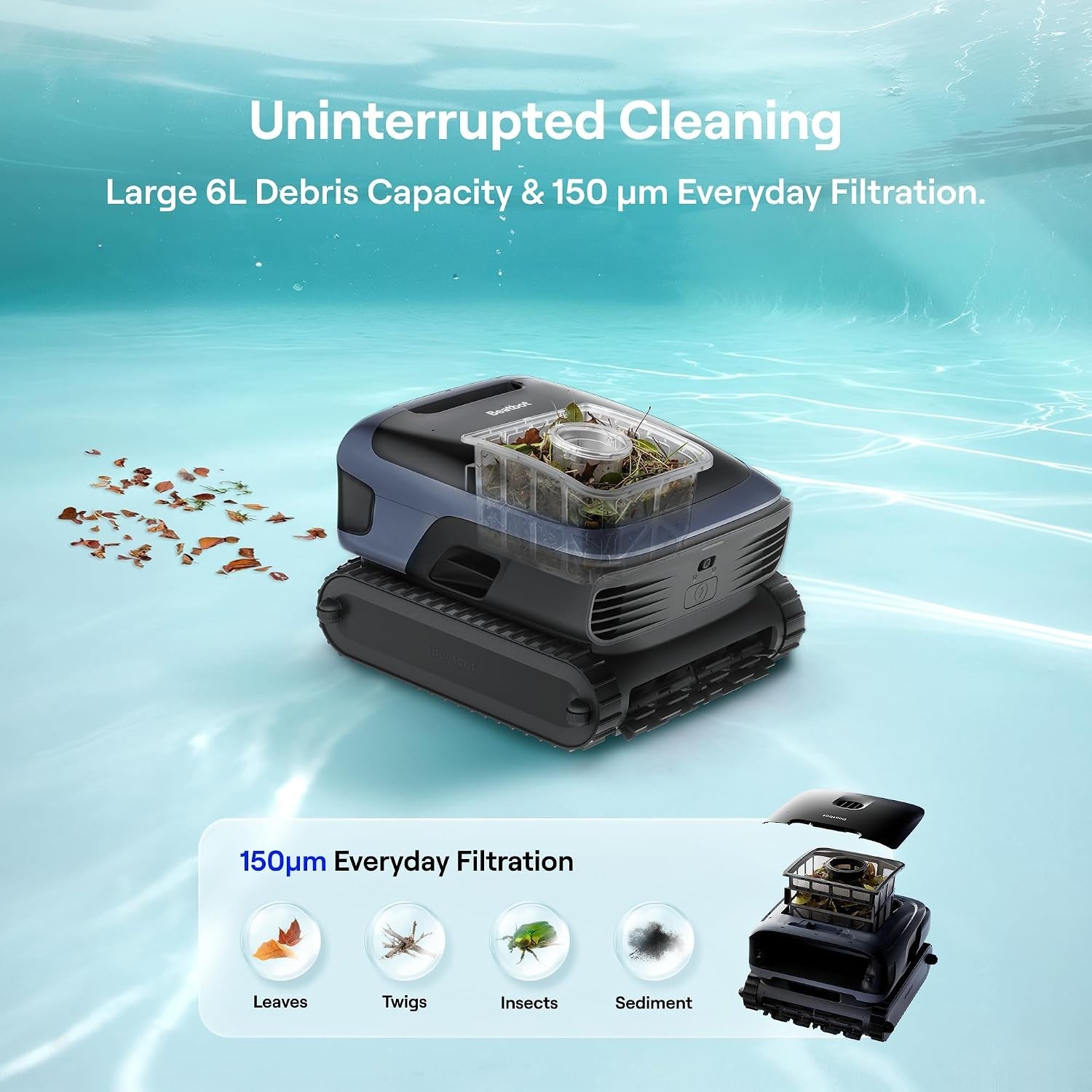 Beatbot Sora 70 Pool Vacuum Robot Top-to-Bottom Robotic Cleaning Smart Parking