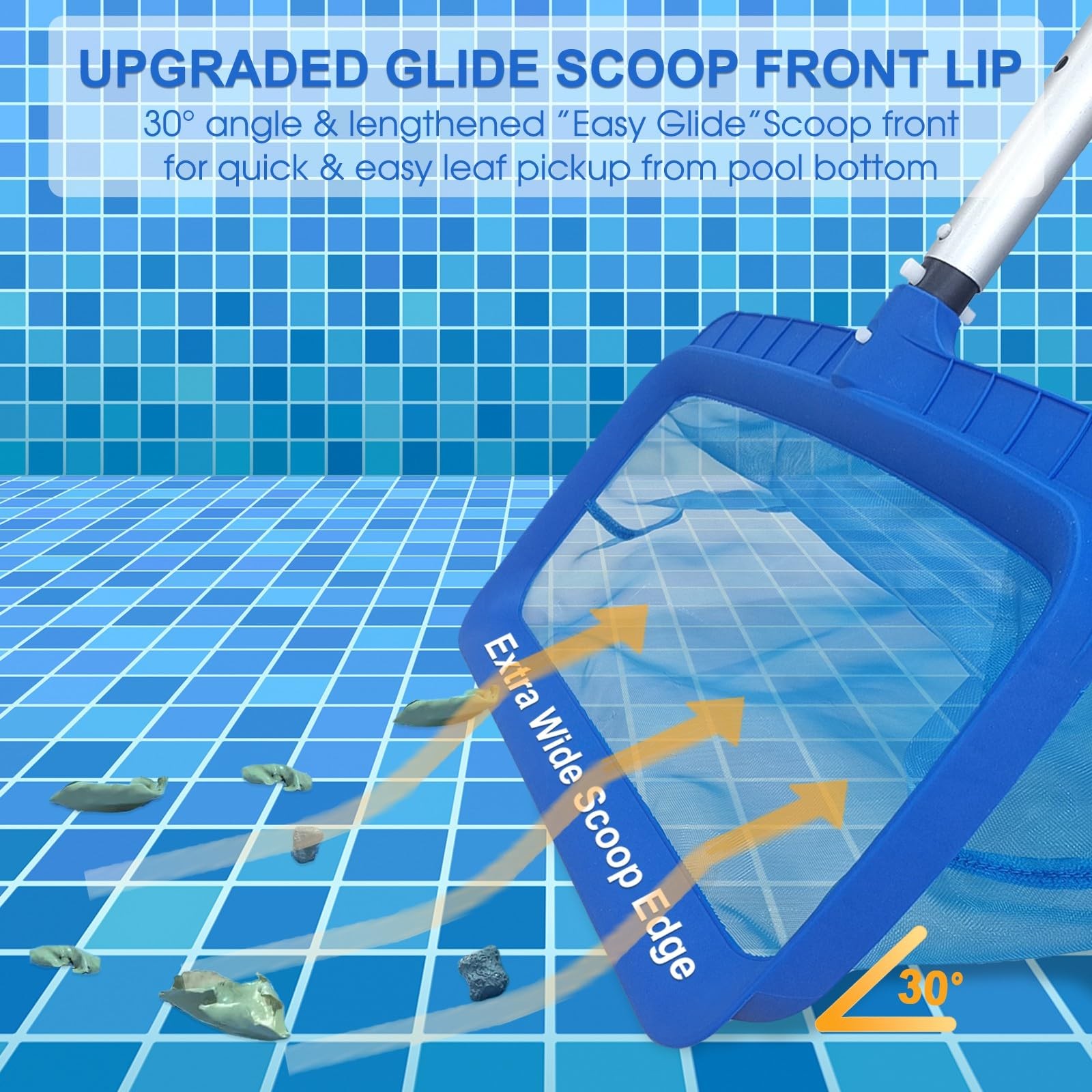 Professional Pool Net Upgraded Self-Repair Heavy Duty Nylon Mesh Pool Skimm