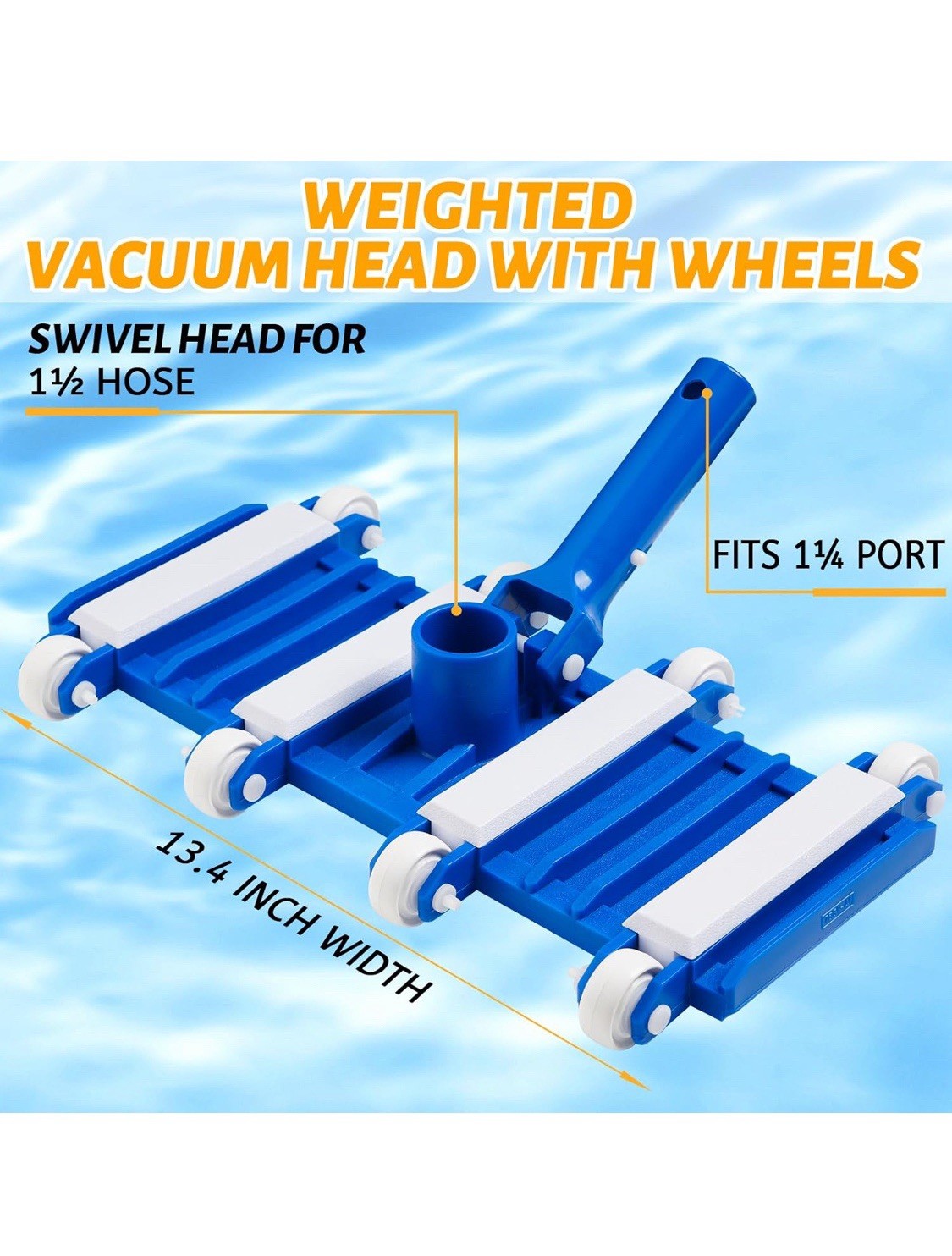 Pool Vacuum Head with Wheels 14 Heavy Duty Head Flexible Swimming Pool Vacuum