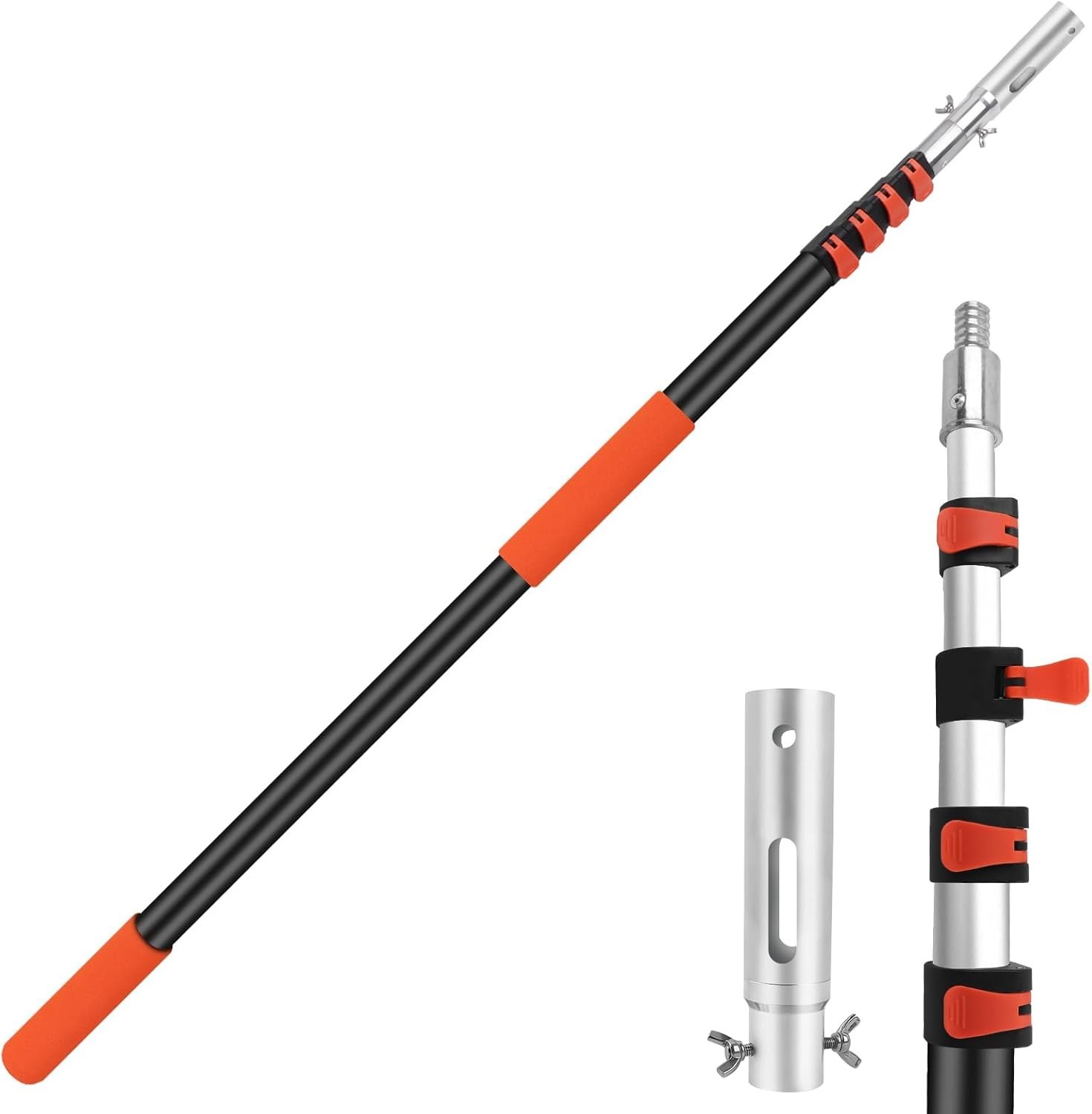 16ft Heavy Duty Aluminum Telescopic Pool Pole with Locks for Skimmer Rake Brush