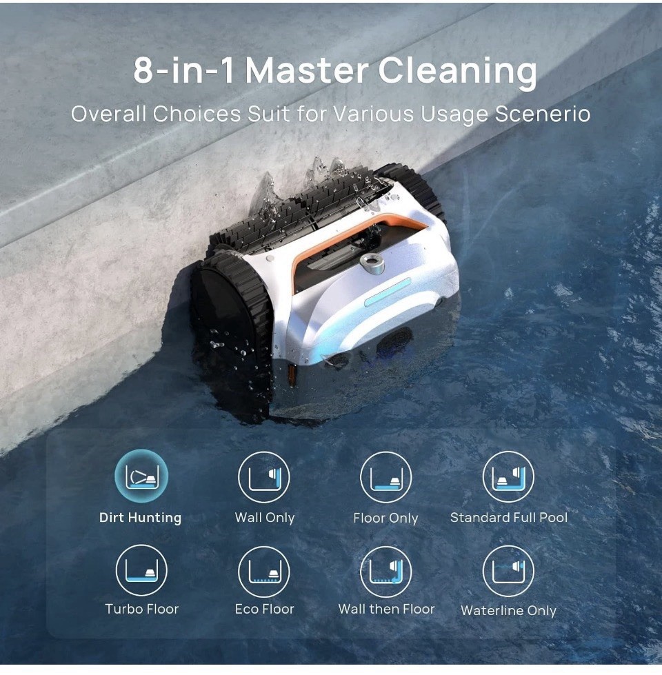 WYBOT C2 Vision AI Pool Robot Vacuum, Debris Detection with AI Camera,8-in-1