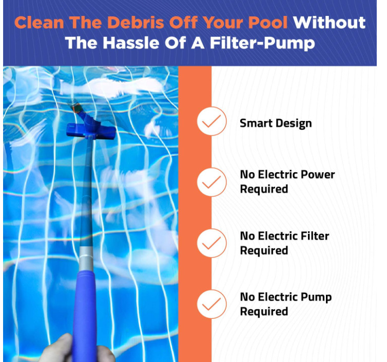 Zepluxe Hand Held Portable Vacuum Pool Cleaner for Above Ground Pools- Ideal …