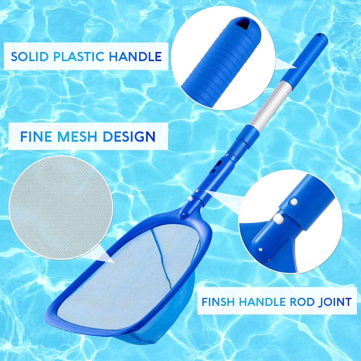 Heavy Duty Pool Skimmer Leaf Rake Net Fine Mesh Swimming Pool Cleaner Tool