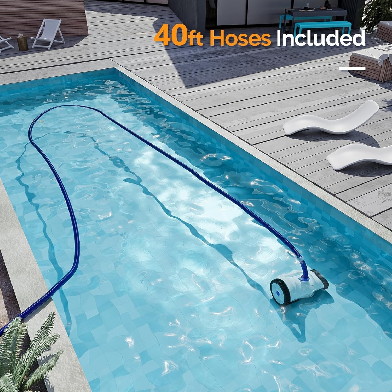 2025 Pool Vacuum Cleaner Suction Side Wall Climbing Automatic Sweeper 40ft Hose