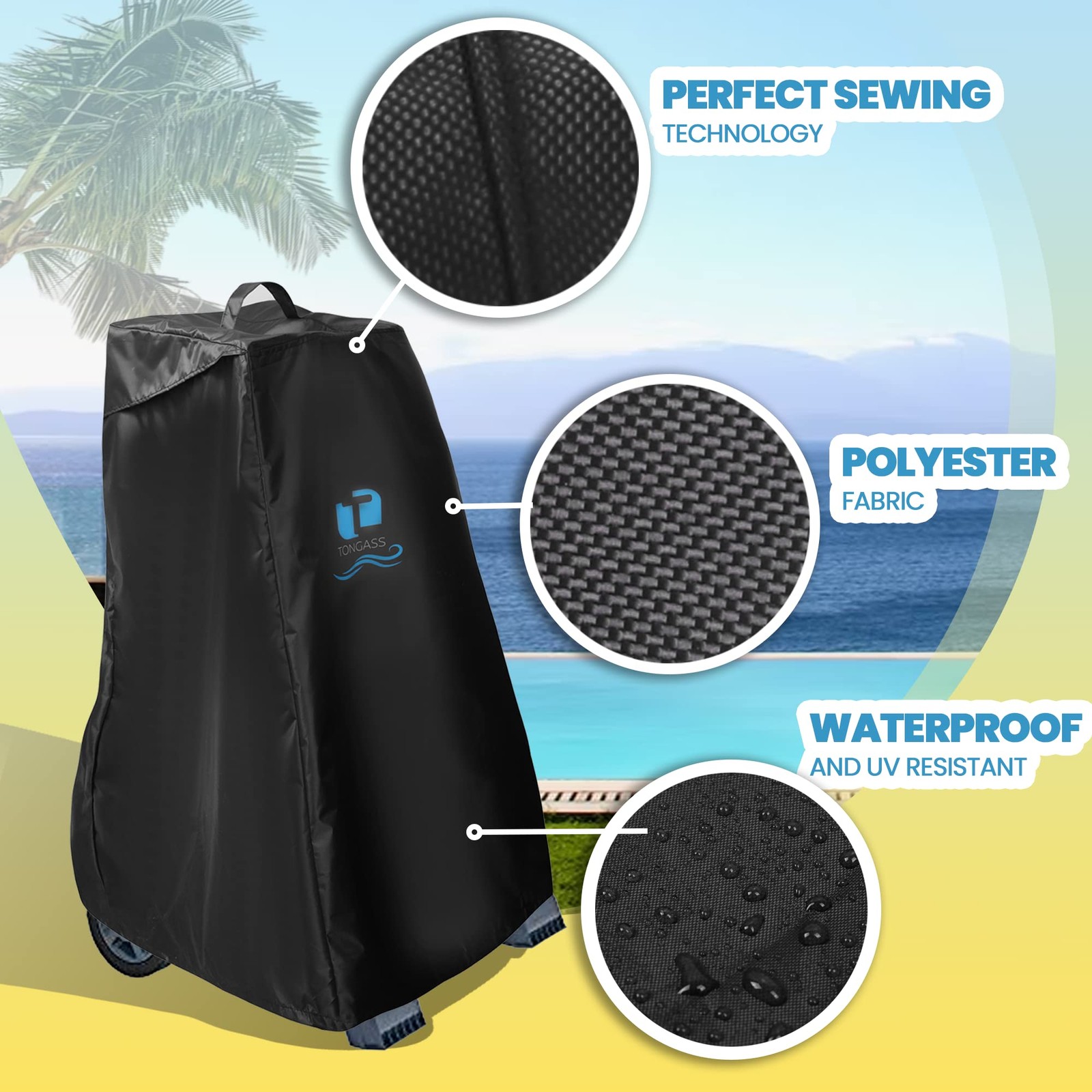 TonGass Swimming Pool Cleaner Cover 2&rsquo;2&Prime; x 1&rsquo;10 » (Rectangular), Black