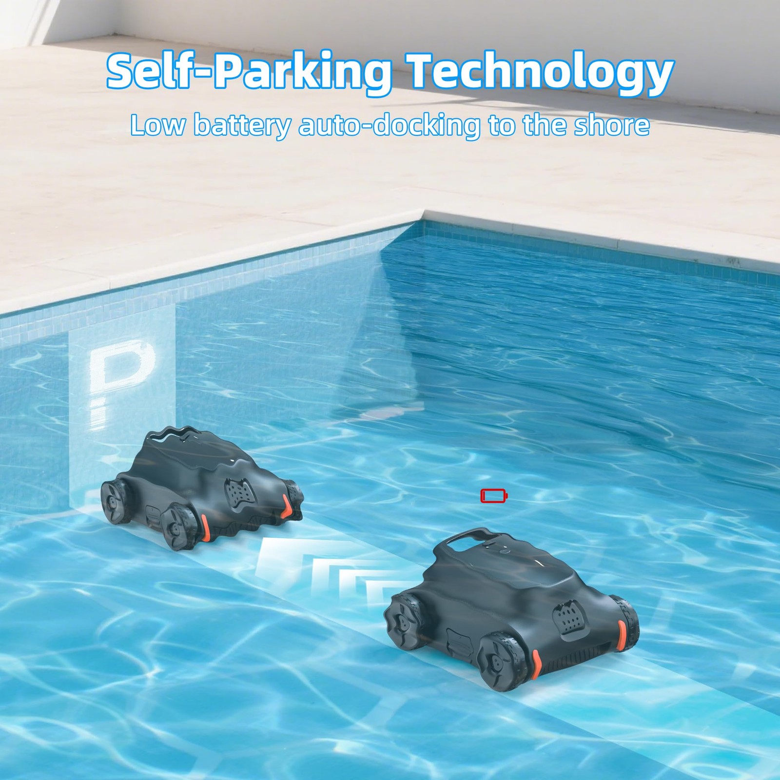 Cordless Robotic Pool Vacuum for Above Ground Pools, 180 Min Runtime,