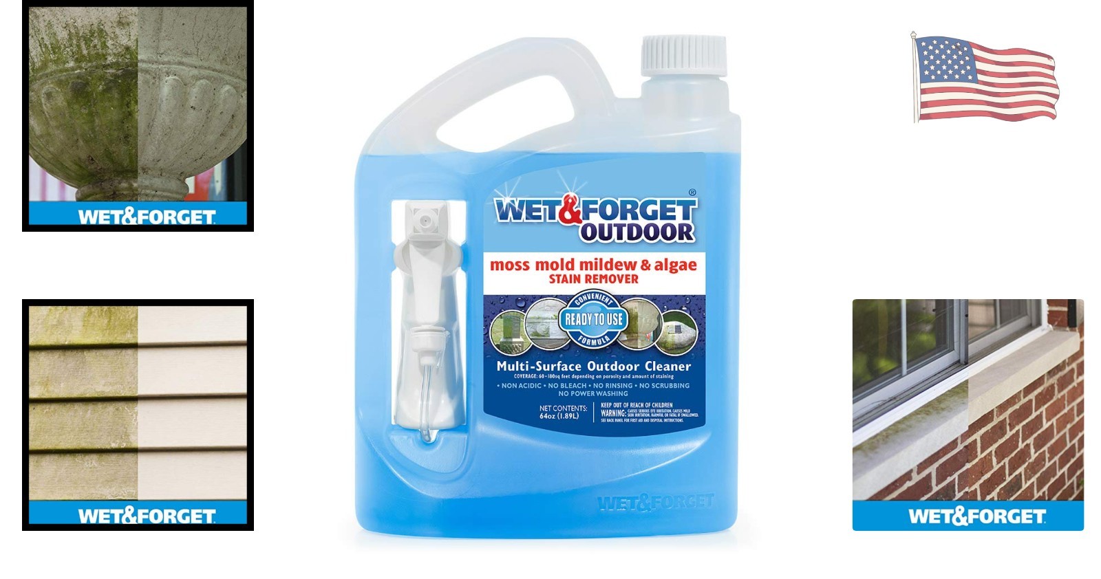 66 Oz Outdoor Stain Cleaner with Trigger Sprayer – Clean & Protect Your Surfaces