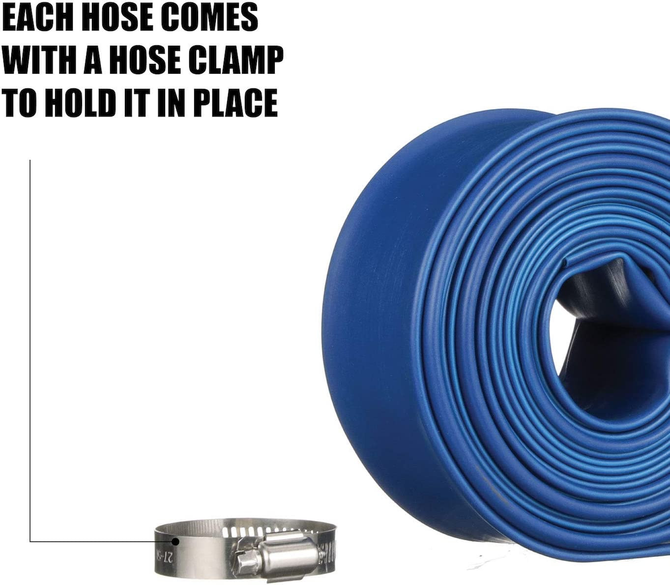 25-Foot Vinyl Backwash Hose for Pool with Hose Clamp, 1-1/2&Prime; W X 25&prime; L