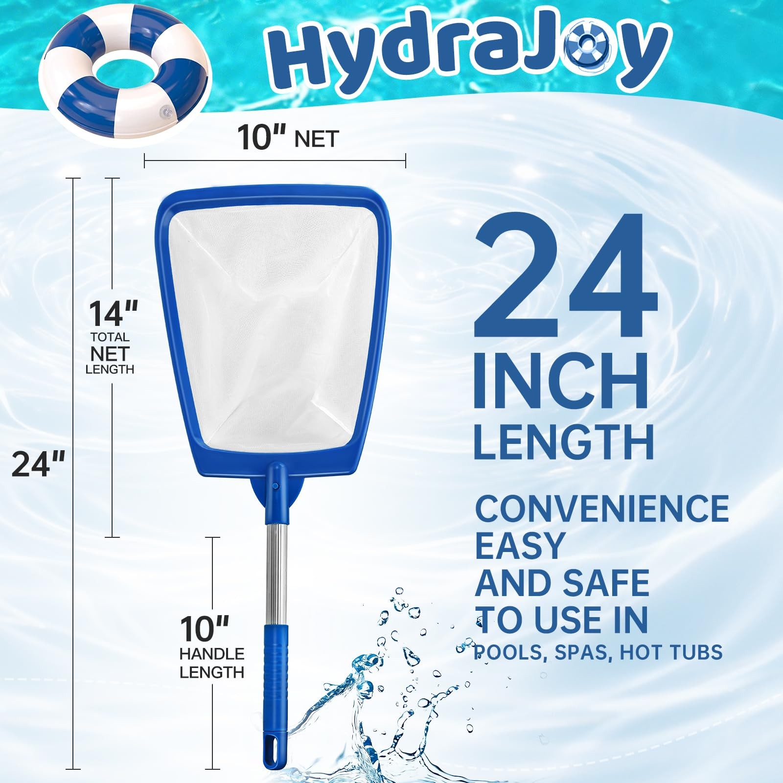 Heavy Duty Pool Skimmer Net for Leaves, Bugs & Debris Easy Clean Tool