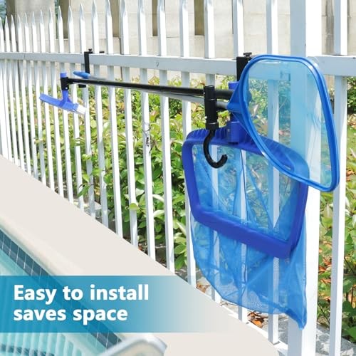 Lettry 2 Pcs Pool Fence Hooks, Pool Tool Organizer, for Adjustable 2pcs Black