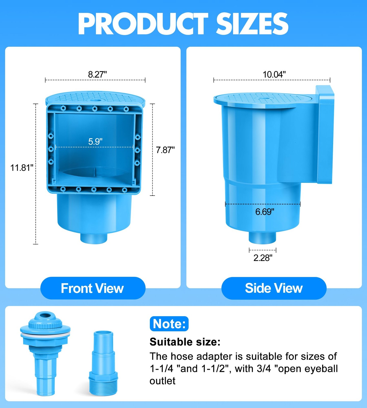 Standard Pool Wall Skimmer for Above Ground Pools, Heavy Duty ABS Through Wal…