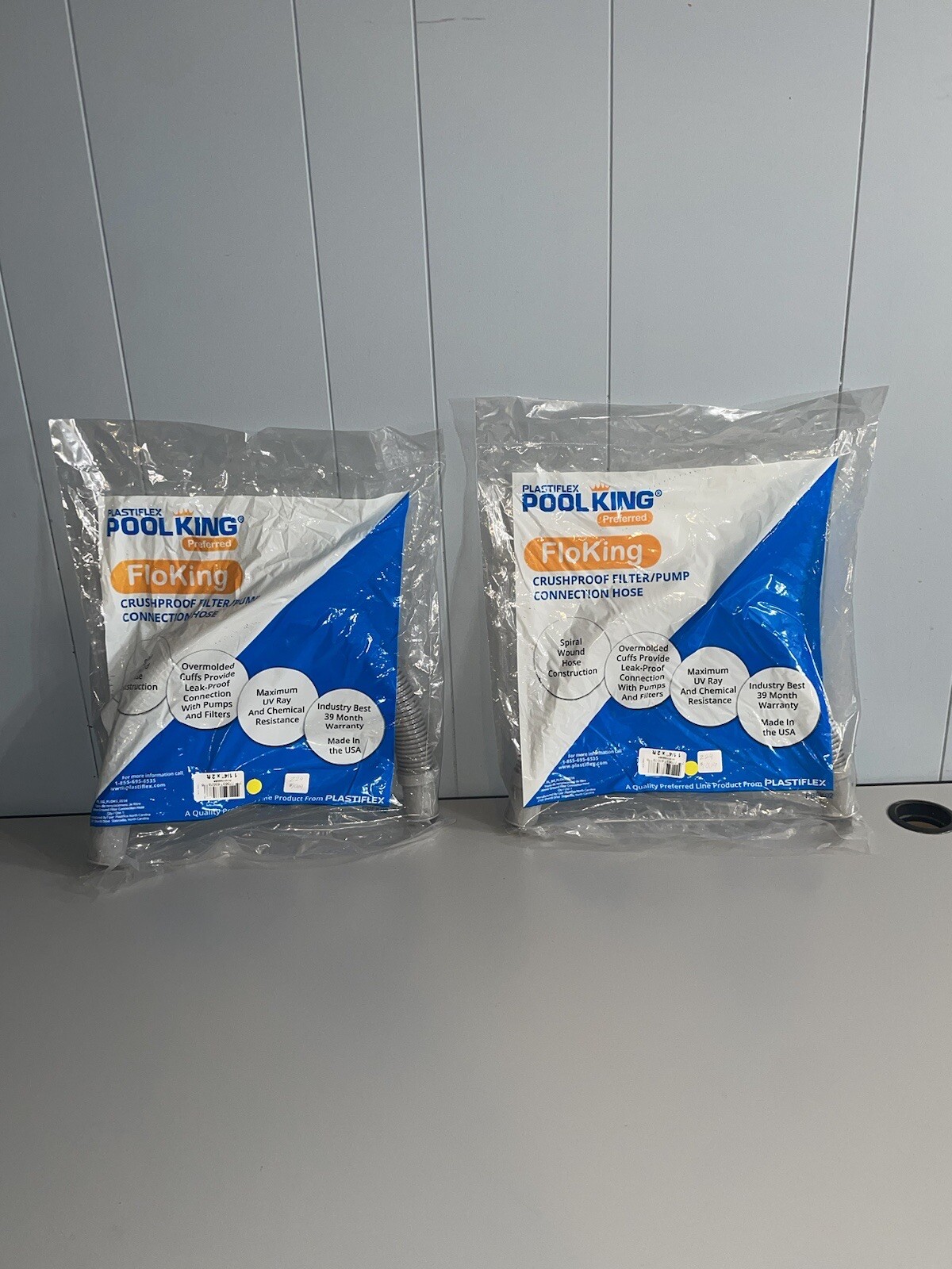2 Pool King FloKing Filter Pump Crush Proof Connector Hose 1-1/4&Prime; 1.25&Prime; X 2&prime; Ft