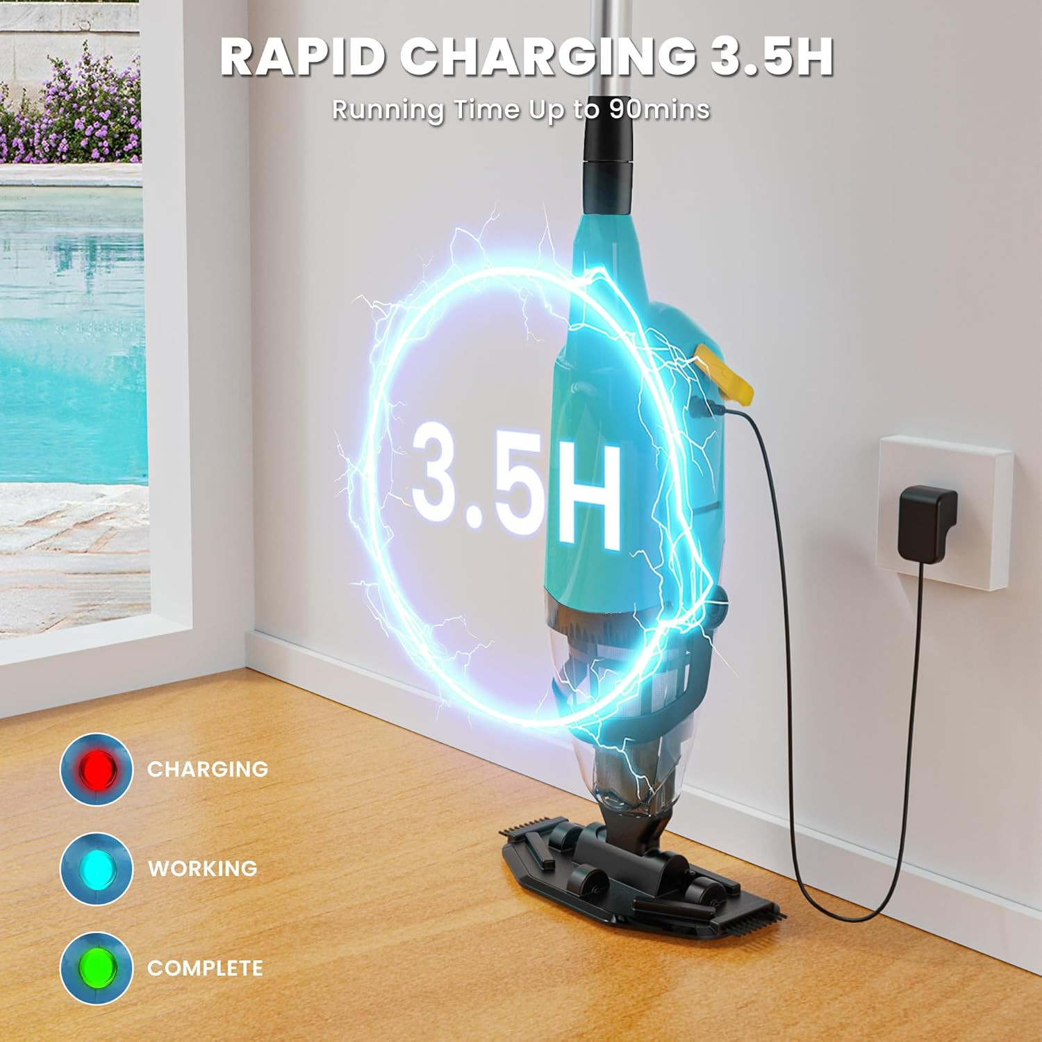 Pool Vacuum for above Ground Pool, Cordless Handheld Rechargeable Pool Cleaner w