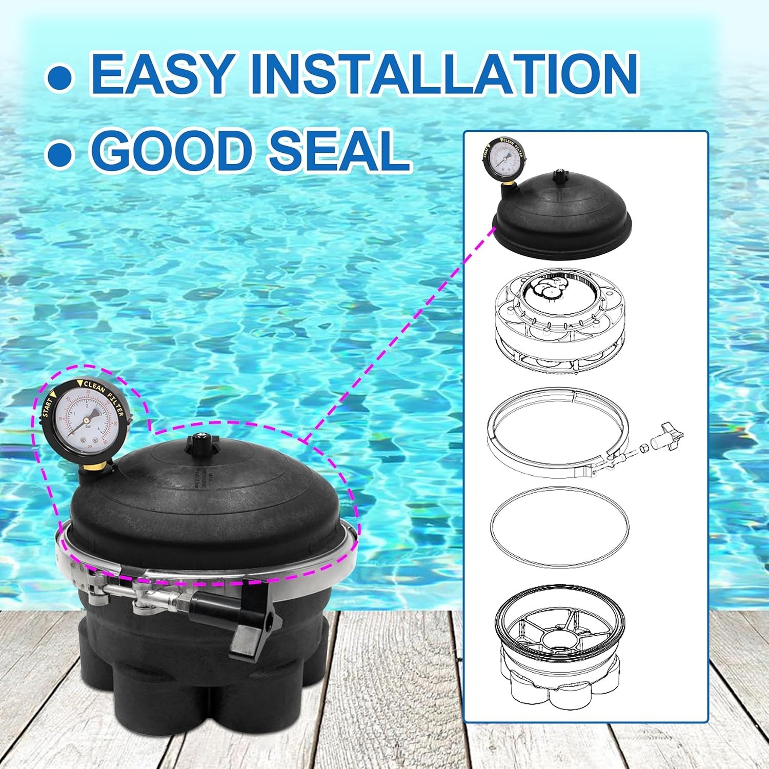 Water Valve Top Dome Gauge for Paramount PCC 2000 Cyclean Pool Valet PV3 Vantage