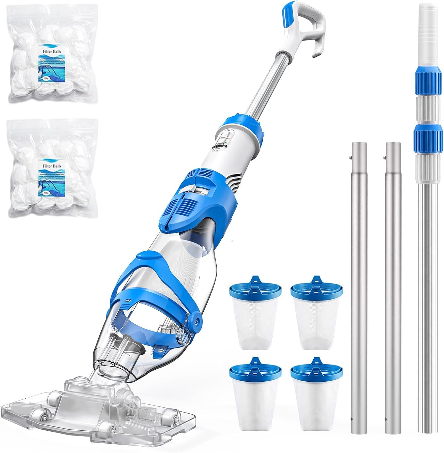 Upgraded Pool Vacuum for above Ground & Inground Pool, 75-Min Runtime, 113&Prime; (9.4