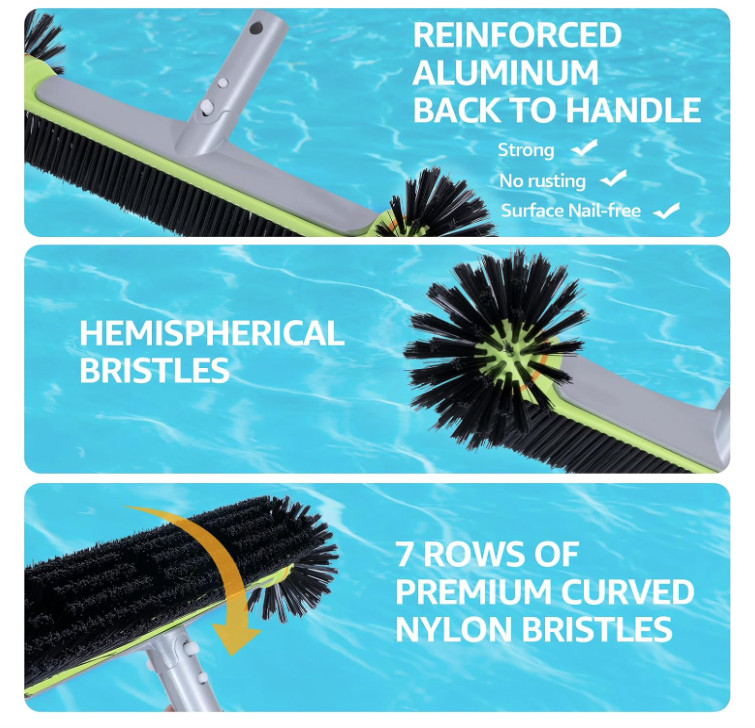 Swimming Pool Cleaning Kit w/ Skimmer, Mesh Net, 17.5&Prime; Brush & Scrub (No Pole)