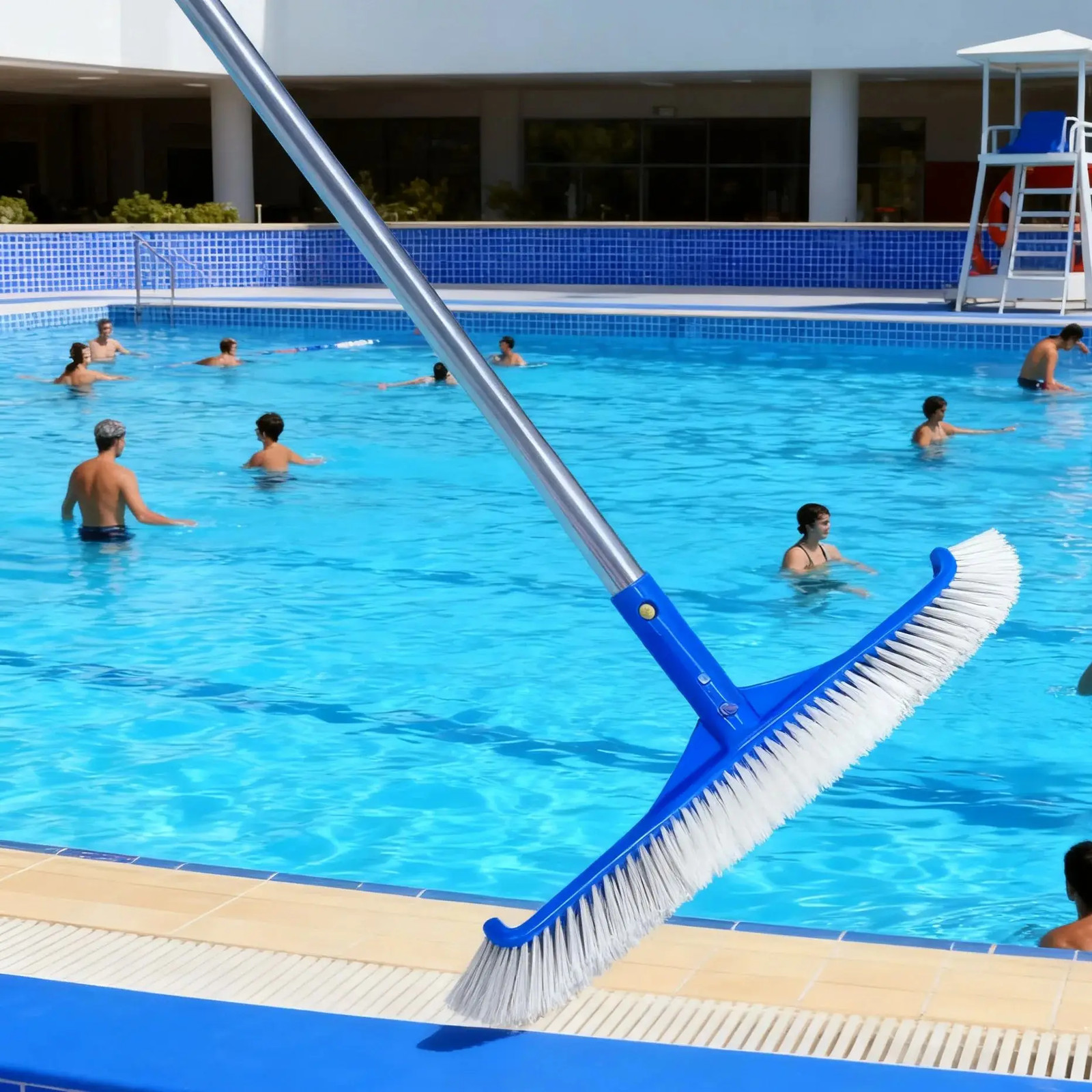 Pool Brush Head for Cleaning Pool Walls, Nylon Brush Pool Cleaning Kit with Curv