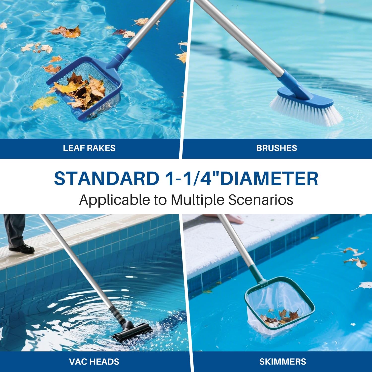 Pool Pole Telescopic, 8FT Aluminum Lightweigh Swimming Pool Pole, Adjustable …