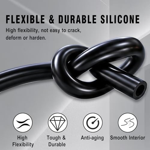 6PCS 5Ft Silicone Vacuum Hose Automotive Set – Vacuum Lines Kit – Black