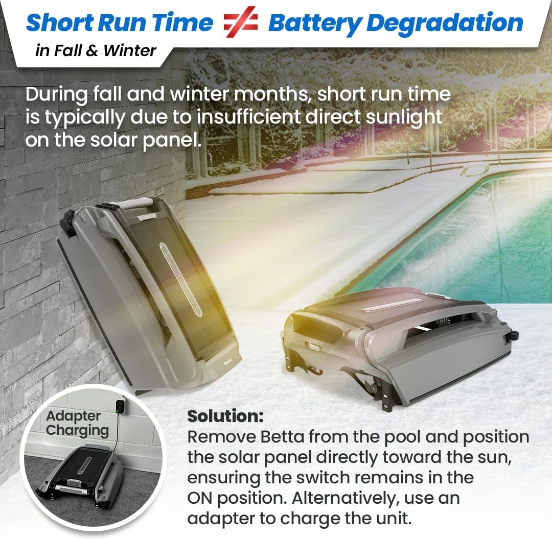 Betta SE Plus – Solar-Powered Robotic Pool Skimmer,24/7Continuous Cleaning Power