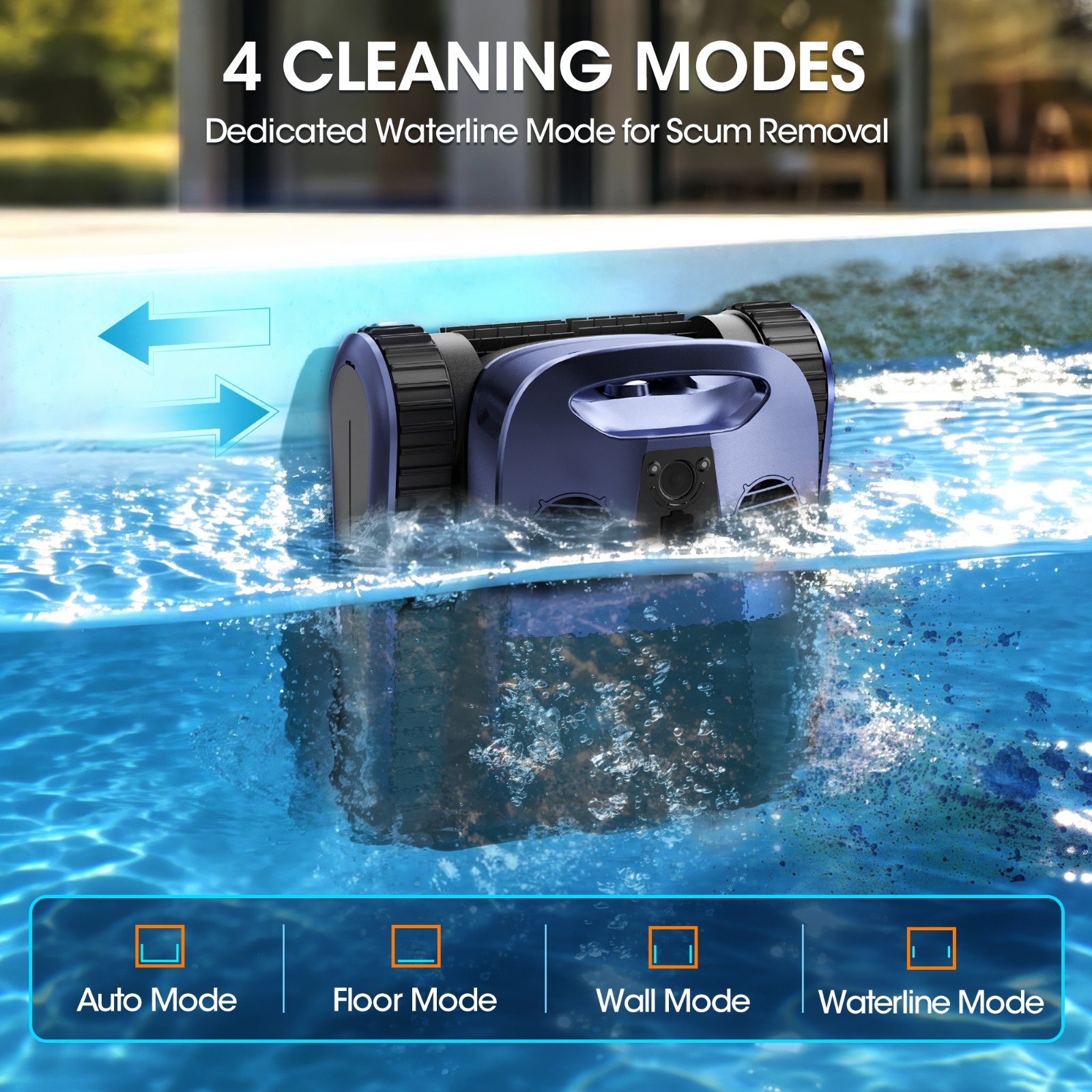Robotic Pool Cleaner for Inground Pool Smart Wavepath Navigation 240-Min Runtime