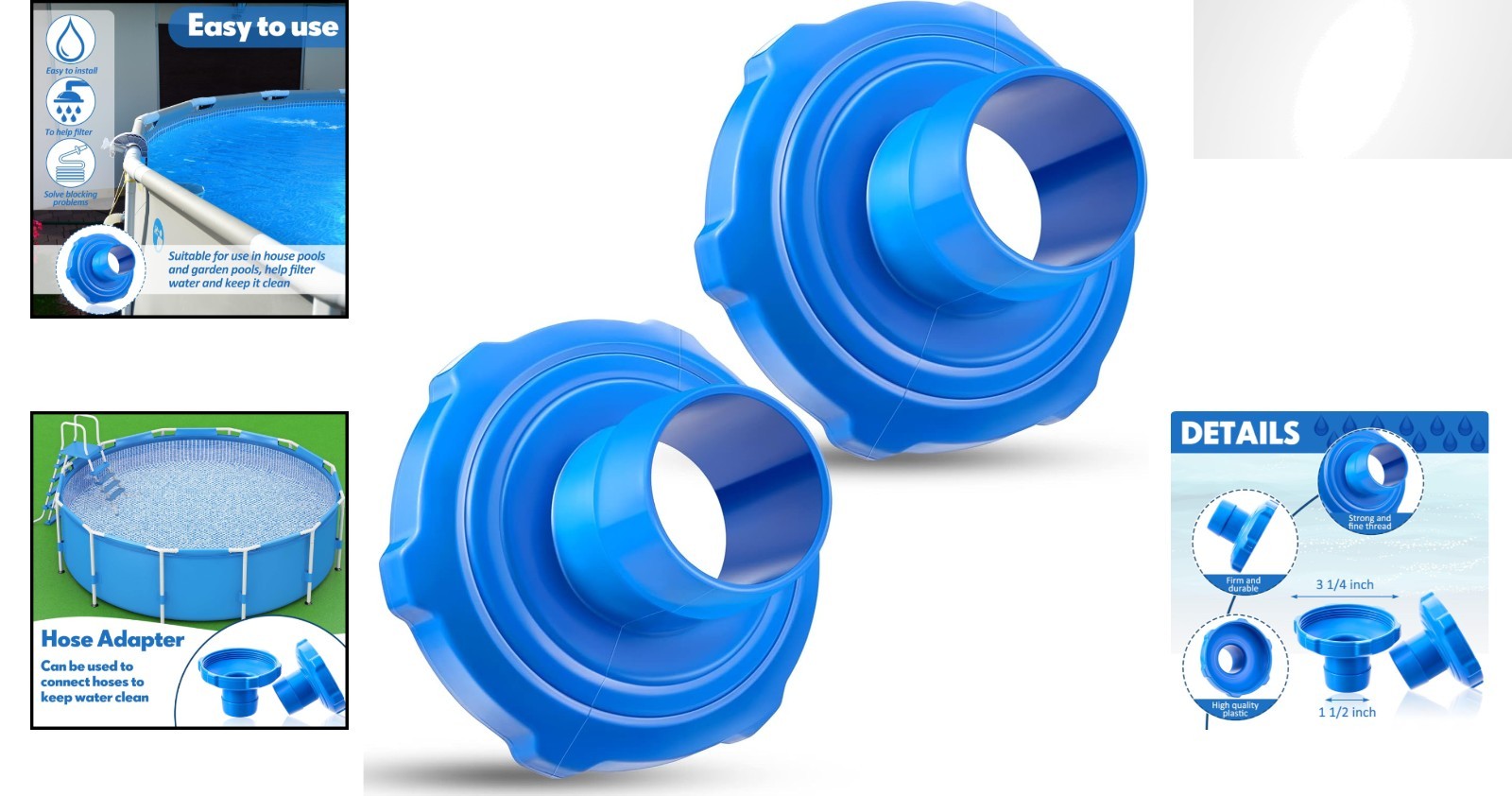 Blue 2-Pack Pool Vacuum Hose Adapters for Above Ground Pools