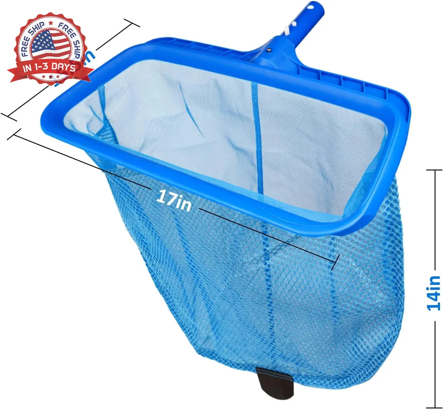 Poolvio Swimming Pool Skimmer Net, Fine Mesh Pool Leaf Rake Net with Double-Laye
