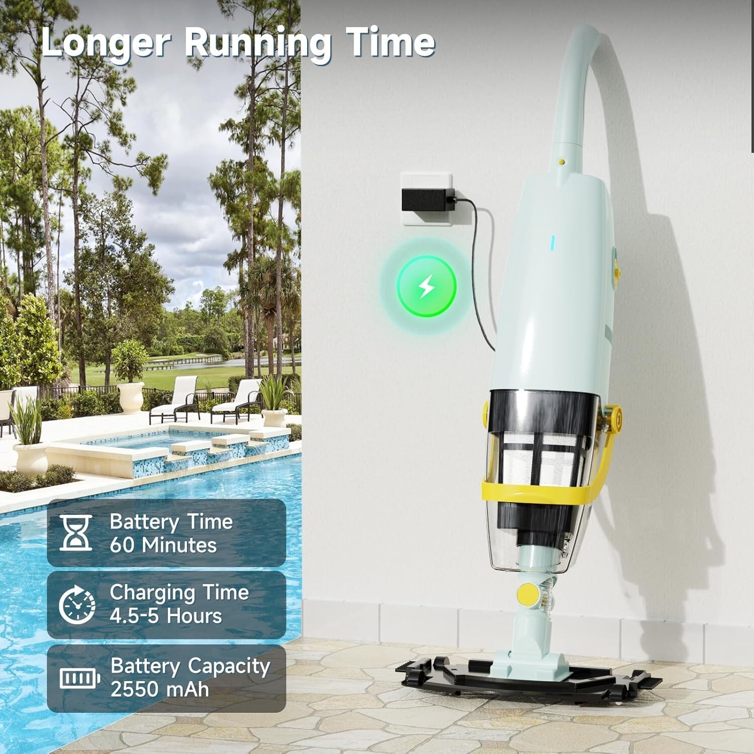 S1 Upgraded Cordless Vacuum with Fine-Sponge – Ideal for Above & In-Ground Pools