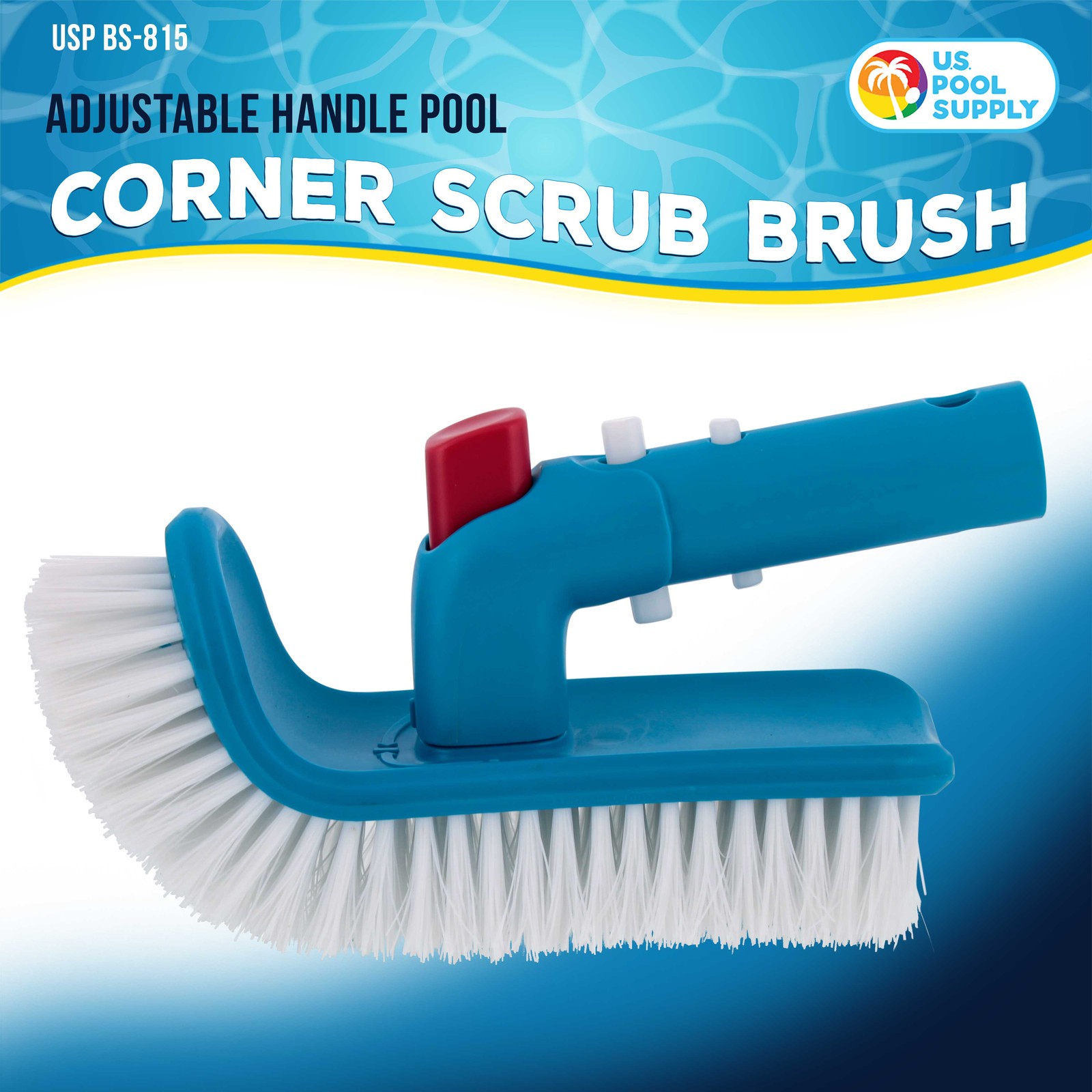 Pool Step & Corner Cleaning Brush with Adjustable Handle Rotation, Spa, Hot Tub
