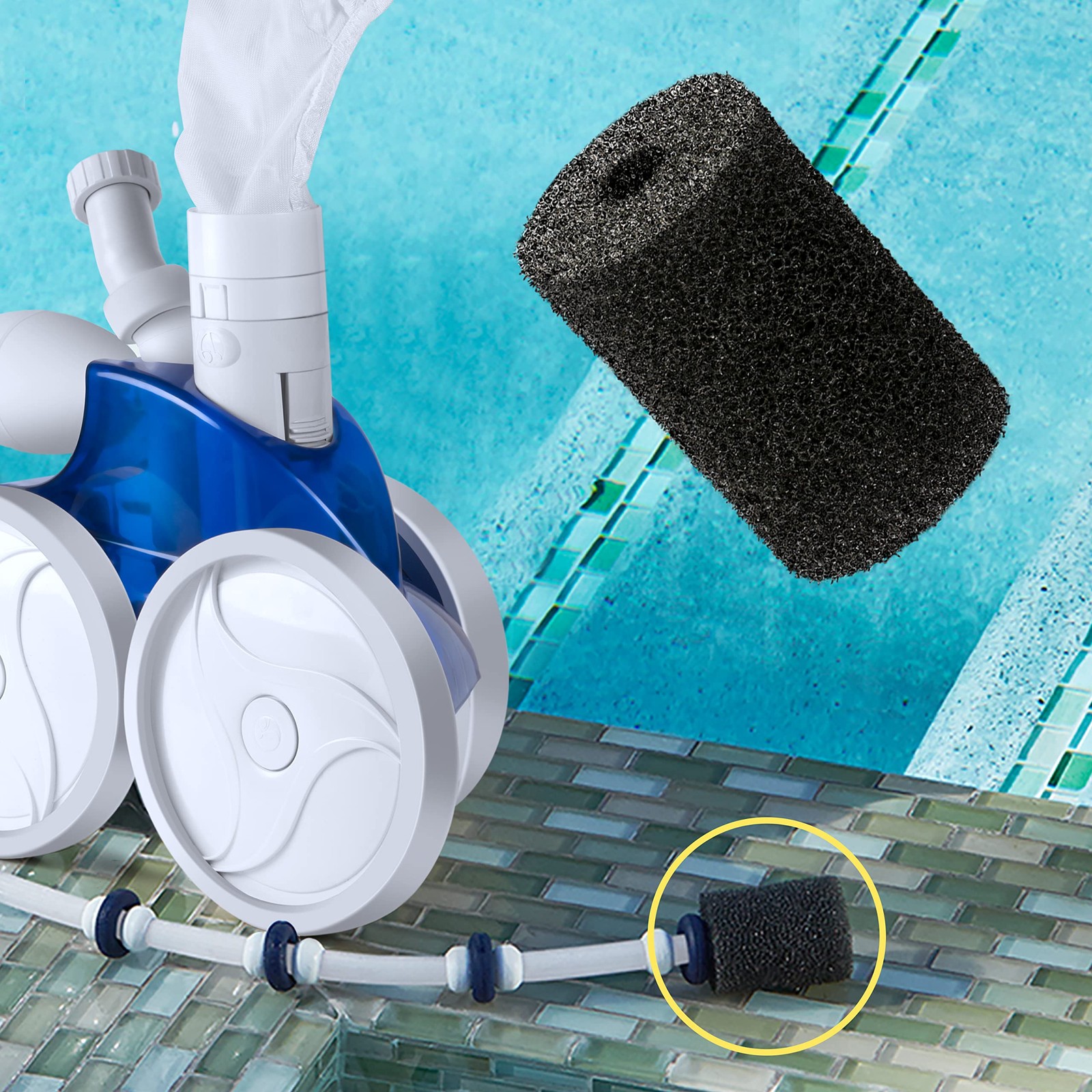 MUSCCCM for Polaris Pool Cleaner Parts, 12 Pack Sweep Hose Tail Scrubbers Rep…