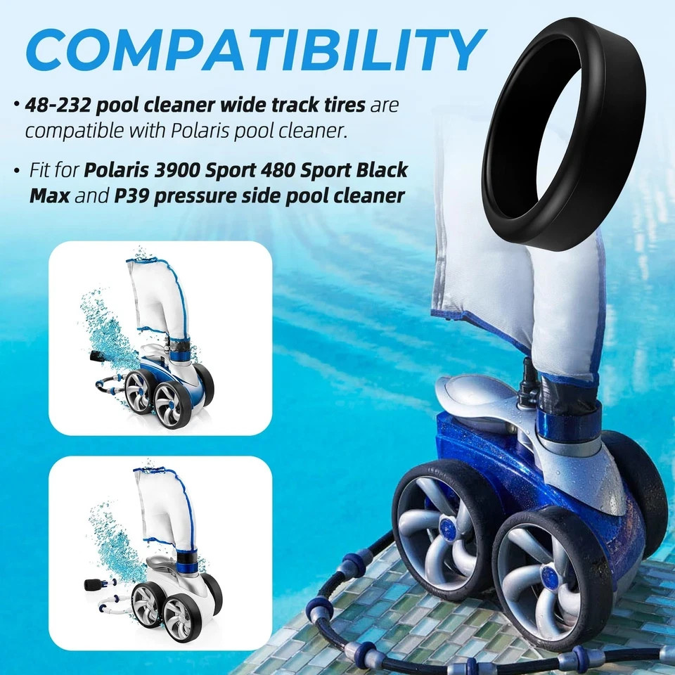 Pool Cleaner Tires 48-232 WideTrax Tire Compatible with Zodiac Polaris Black …