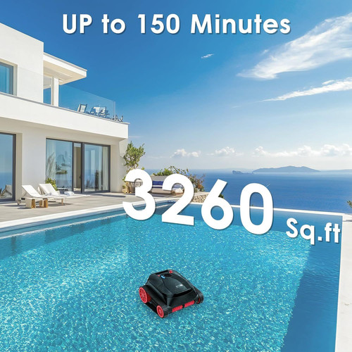 Robotic Pool Cleaner, Cordless Pool Vacuum for Inground Pools, Dual-Motor Turbin