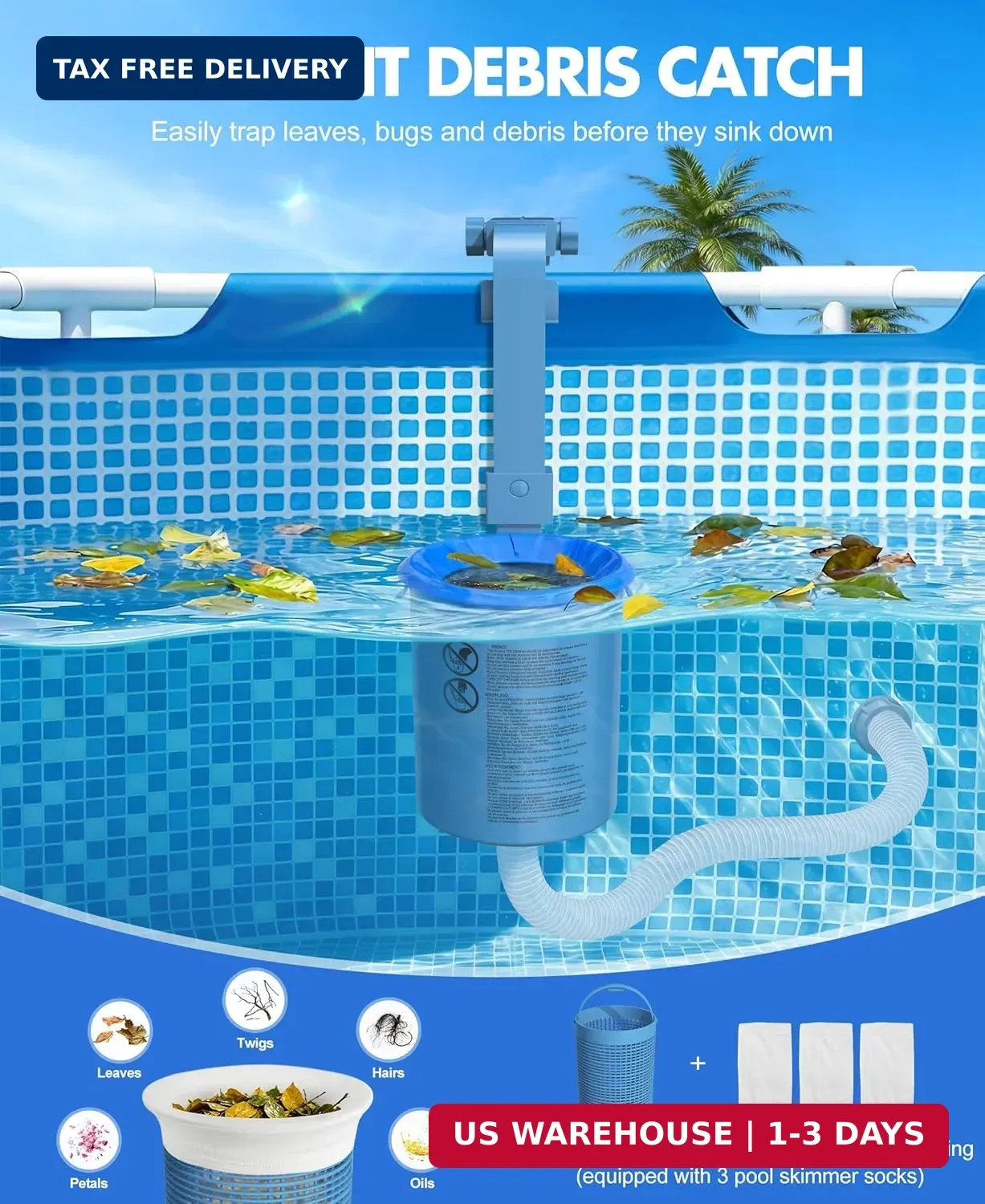 KIrSwp 2026 Above Ground Pool Skimmer with 3 Skimmer Socks | Wall Mount Surface