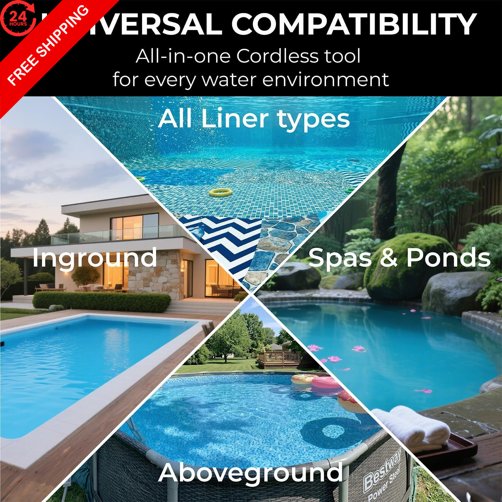 24V Cordless Handheld Pool Vacuum – 43,000Pa Hyper Suction, ULTRA 65W