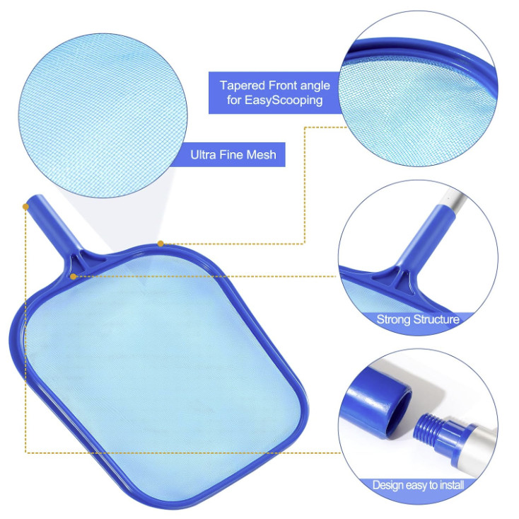 Heavy Duty Pool Skimmer Leaf Rake Net Cleaning Swimming Pool Fine Mesh Netting