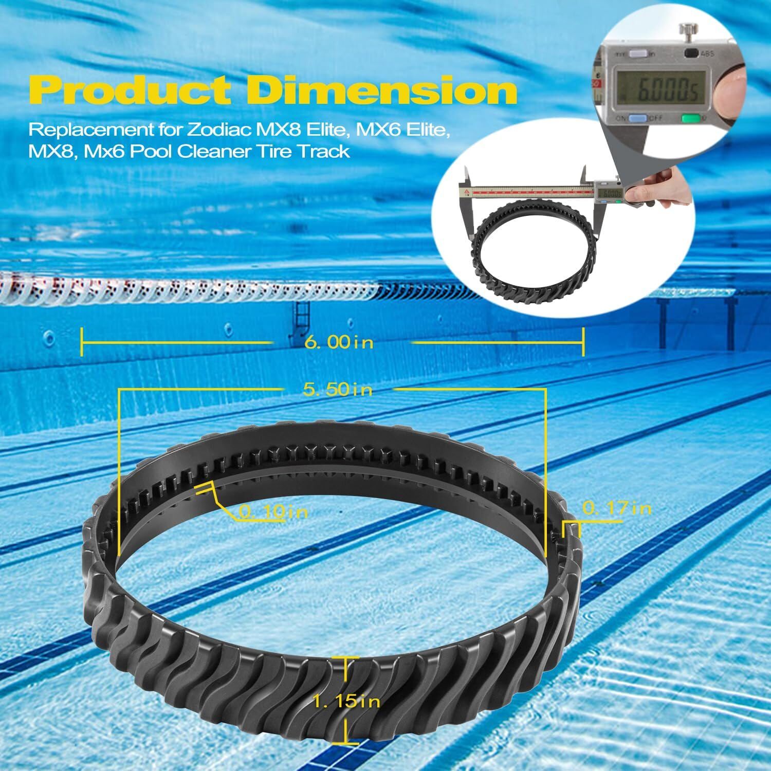 R0526100 Tire Track Replace for Zodiac MX6 MX8 Suction-Side Pool Cleaner 2-Pack
