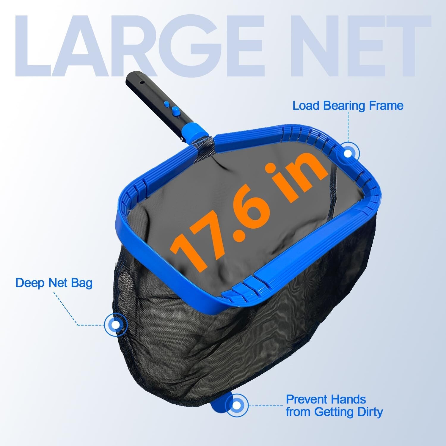 Pool Skimmer Net,Heavy Duty Fine Mesh Swimming Pool Leaf Net, No Pole, 17.5&Prime;